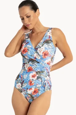 One Pieces^Jantzen Africa Gathered Cross Over One Piece Sky