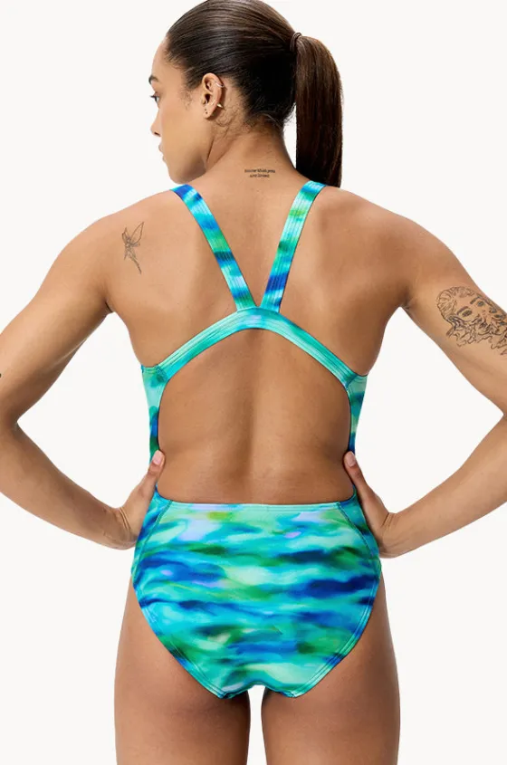 One Pieces^Speedo Allover Printed Leaderback One Piece Green/Blue