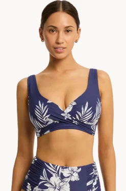 Bikini Tops^Sea Level Aloha Cross Front Bra French navy