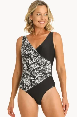 One Pieces^Jantzen Animal Surplice One Piece BLACK