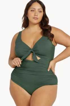One Pieces^Artesands Aria Cezanne D/DD Cup Tie Front One Piece Olive