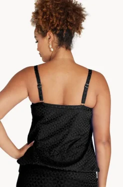 Tankini Tops^Genevieve Aztec Jacquard Blouson Tankini Separate Black
