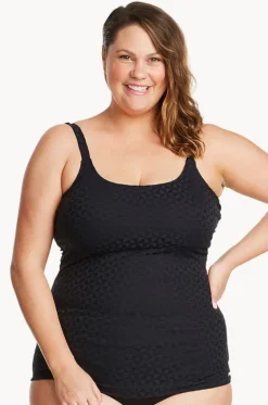 Tankini Tops^Genevieve Aztec Jacquard Scoop Neck Tankini Separate Black