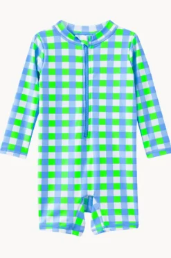 Rashies & Sunsuits^Milky Baby Boys Check Sunsuit Green/blue