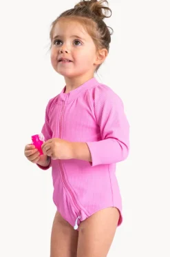 Rashies & Sunsuits|Rashies & Sunsuits^Tini Togs Baby Girls Long Sleeve Zip Sunsuit Marshmallow