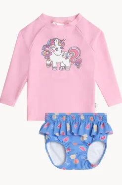 Rashies & Sunsuits^Huxbaby Baby Tutti Frutti Unicorn Suntop Set Pink/Blue