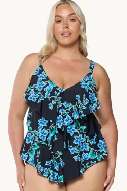 Tankini Tops^Capriosca Bahamas Blue Tiered Frill Tankini Separate Black/blue