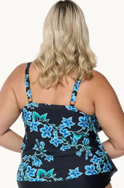 Tankini Tops^Capriosca Bahamas Blue Tiered Frill Tankini Separate Black/blue