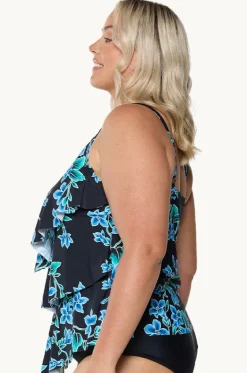Tankini Tops^Capriosca Bahamas Blue Tiered Frill Tankini Separate Black/blue