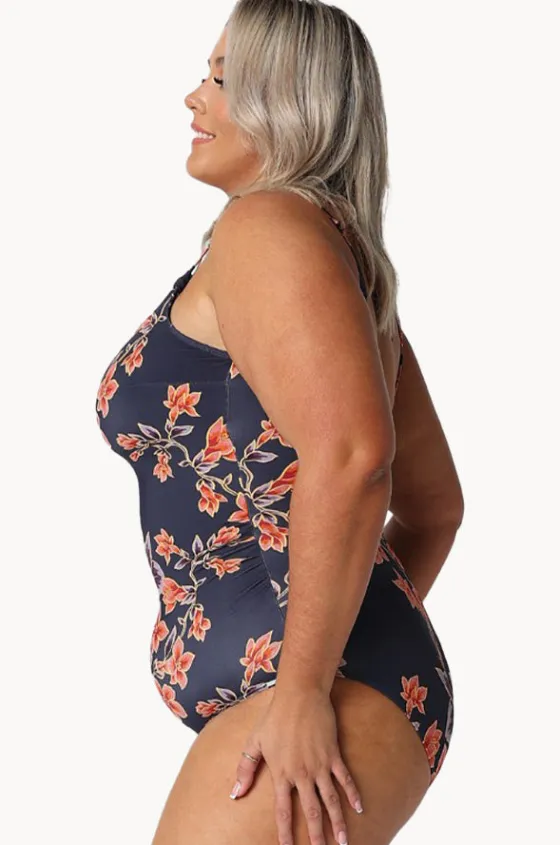 One Pieces^Capriosca Bahamas Tank One Piece Navy/orange