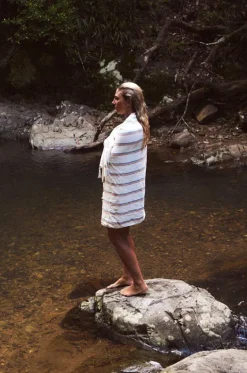 Travel|Towels^Slowtide Baja Stripe Turkish Towel White