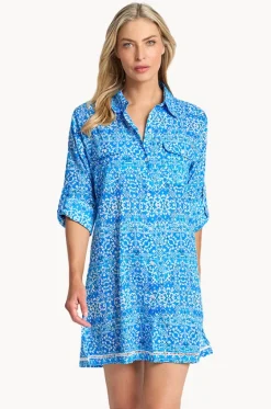 Overswim^Jantzen Bazaar Ladder Button Shirt Blue