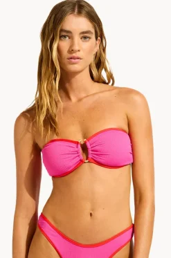 Bikini Tops^Seafolly Beach Bound Ring Front Bandeau Hot pink