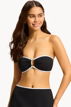 Bikini Tops^Seafolly Beach Bound Ring Front Bandeau Black