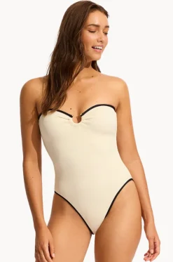 One Pieces^Seafolly Beach Bound Ring Front Bandeau One Piece Ecru