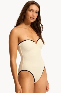 One Pieces^Seafolly Beach Bound Ring Front Bandeau One Piece Ecru