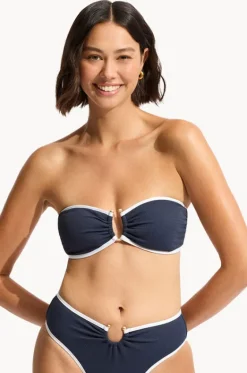 Bikini Tops^Seafolly Beach Bound Ring Front Bandeau Navy
