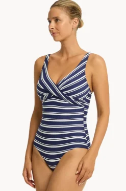 One Pieces^Sea Level Biarritz Cross Front One Piece French navy