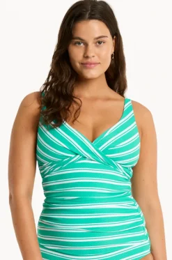 Tankini Tops^Sea Level Biarritz Cross Front Tankini Separate Evergreen