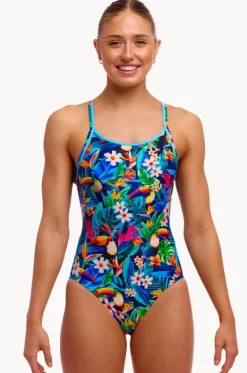 One Pieces^Funkita Birdie Wordie Diamond Back One Piece Navy/multi