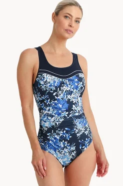 One Pieces^Poolproof Blissful Ruched Scoop Neck One Piece Navy
