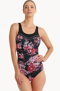 One Pieces^Poolproof Blissful Ruched Scoop Neck One Piece Black