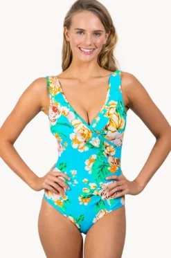 One Pieces^Femme De La Mer Blooming Beauty Frill Cross Over One Piece Blue/Multi