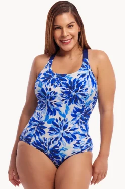 One Pieces^Funkita Blossom Blue Brace Me Back One Piece Blue/white