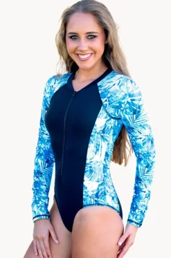 Rashies & Sunsuits^Salty Ink Blue Hawaii Long Sleeve Sunsuit Black/Blue