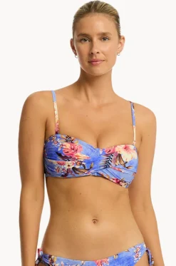 Bikini Tops^Sea Level Blue Hawaii Twist Bandeau Iris