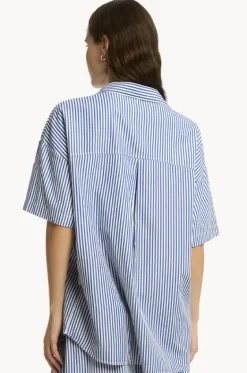 Tops^Sea Level Boathouse Aloha Shirt Blue