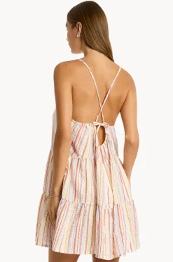 Dresses^Sea Level Boho Stripe Tie Back Short Sundress Pink