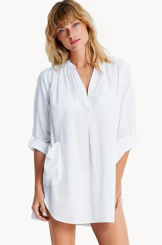 Overswim^Seafolly Boyfriend Beach Shirt White