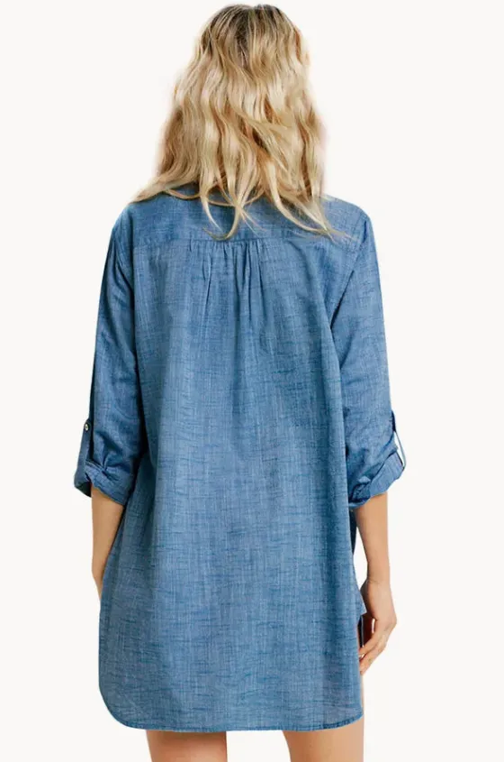 Overswim^Seafolly Boyfriend Beach Shirt Chambray