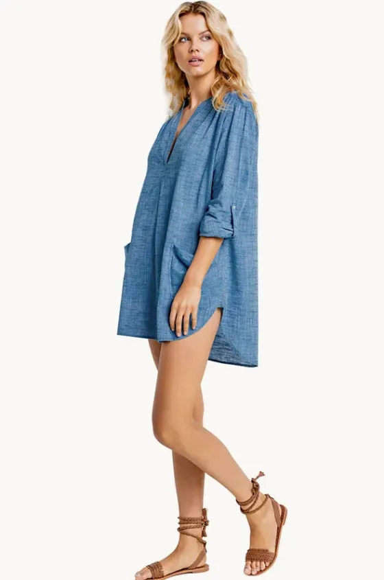 Overswim^Seafolly Boyfriend Beach Shirt Chambray