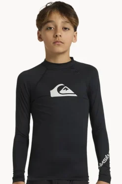 Rashies^Quiksilver Boys All Time Long Sleeve Suntop Black