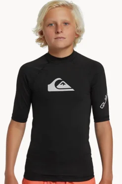 Rashies^Quiksilver Boys All Time Short Sleeve Rashie Black