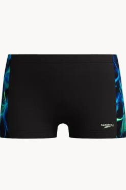 Trunks^Speedo Boys Allover Print Panel Aquashort Black/green