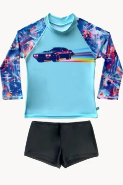 Rashies & Sunsuits^Salty Ink Boys Arcade Long Sleeve Suntop Set Blue/black