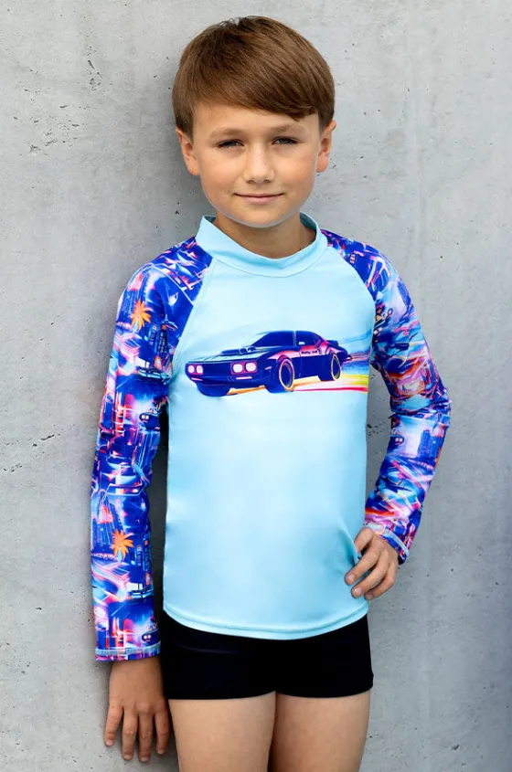 Rashies & Sunsuits^Salty Ink Boys Arcade Long Sleeve Suntop Set Blue/black