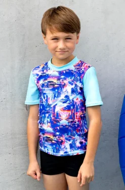 Rashies & Sunsuits^Salty Ink Boys Arcade Short Sleeve Suntop Set Blue/black