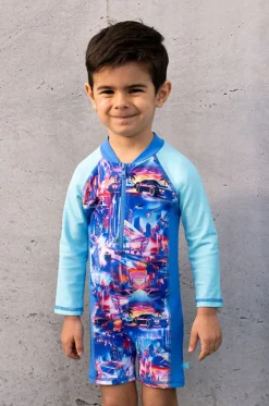 Rashies & Sunsuits^Salty Ink Boys Arcade Sunsuit Blue/orange