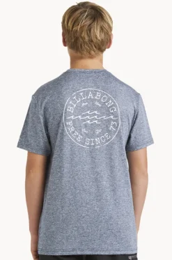 Rashies^Billabong Boys Big Wave Daz Short Sleeve Suntop Navy