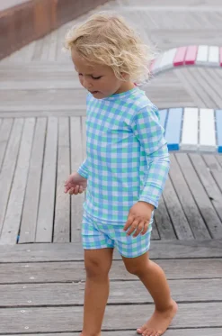 Rashies & Sunsuits|Rashies & Sunsuits^Milky Boys Check Suntop Green/blue