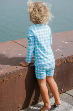 Rashies & Sunsuits|Rashies & Sunsuits^Milky Boys Check Suntop Green/blue