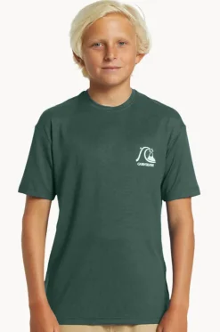 Rashies^Quiksilver Boys DNA Bubble Logo Short Sleeve Suntop Forest