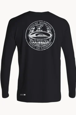 Rashies^Quiksilver Boys Everyday Surf Long Sleeve Suntop BLACK