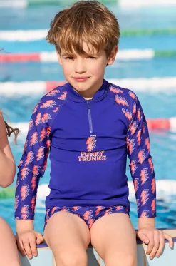 Rashies & Sunsuits^Funky Trunks Boys Flash Zippy Suntop Navy/red