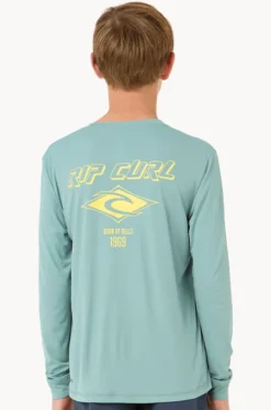 Rashies^Rip Curl Boys Icons Surflite Long Sleeve Suntop Lagoon Blue
