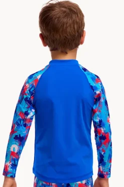 Rashies & Sunsuits^Funky Trunks Boys Messy Messy Messy Zippy Suntop Blue/red